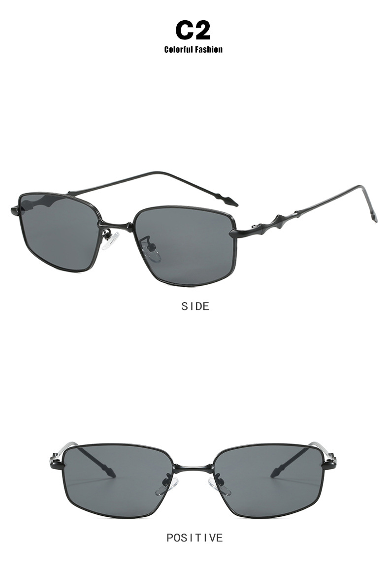 Square irregular-shaped sunglasses for both men and women, small and narrow frame sunglasses, new 2024 high-end retro sunglasses pic 10