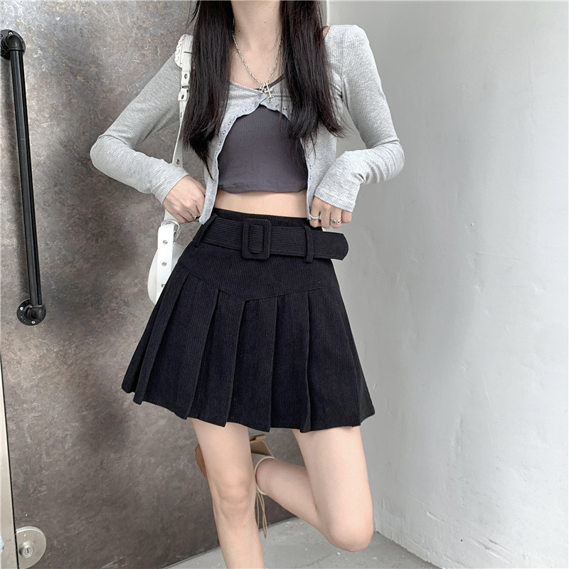 秋冬季韩版2024新款时尚辣妹高腰显瘦短款百搭纯色百褶半身裙子女详情27