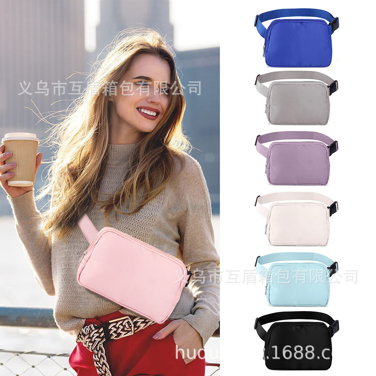 lulu包同款腰包跑步休闲胸包户外运动可定制logo便携斜挎包批发详情16