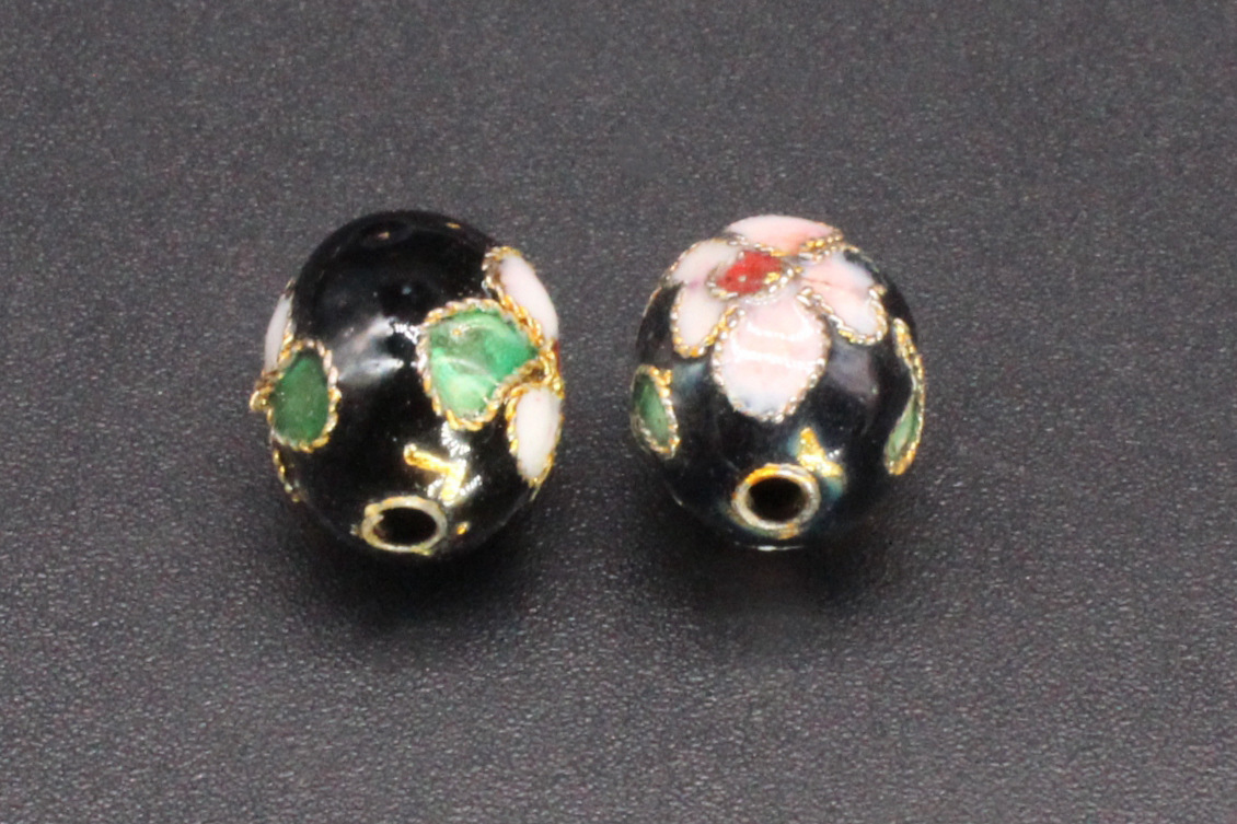 Traditional high-temperature cloisonne enamel flower silver blue DIY jewelry accessories, cloisonne 10*12 egg beads pic 9