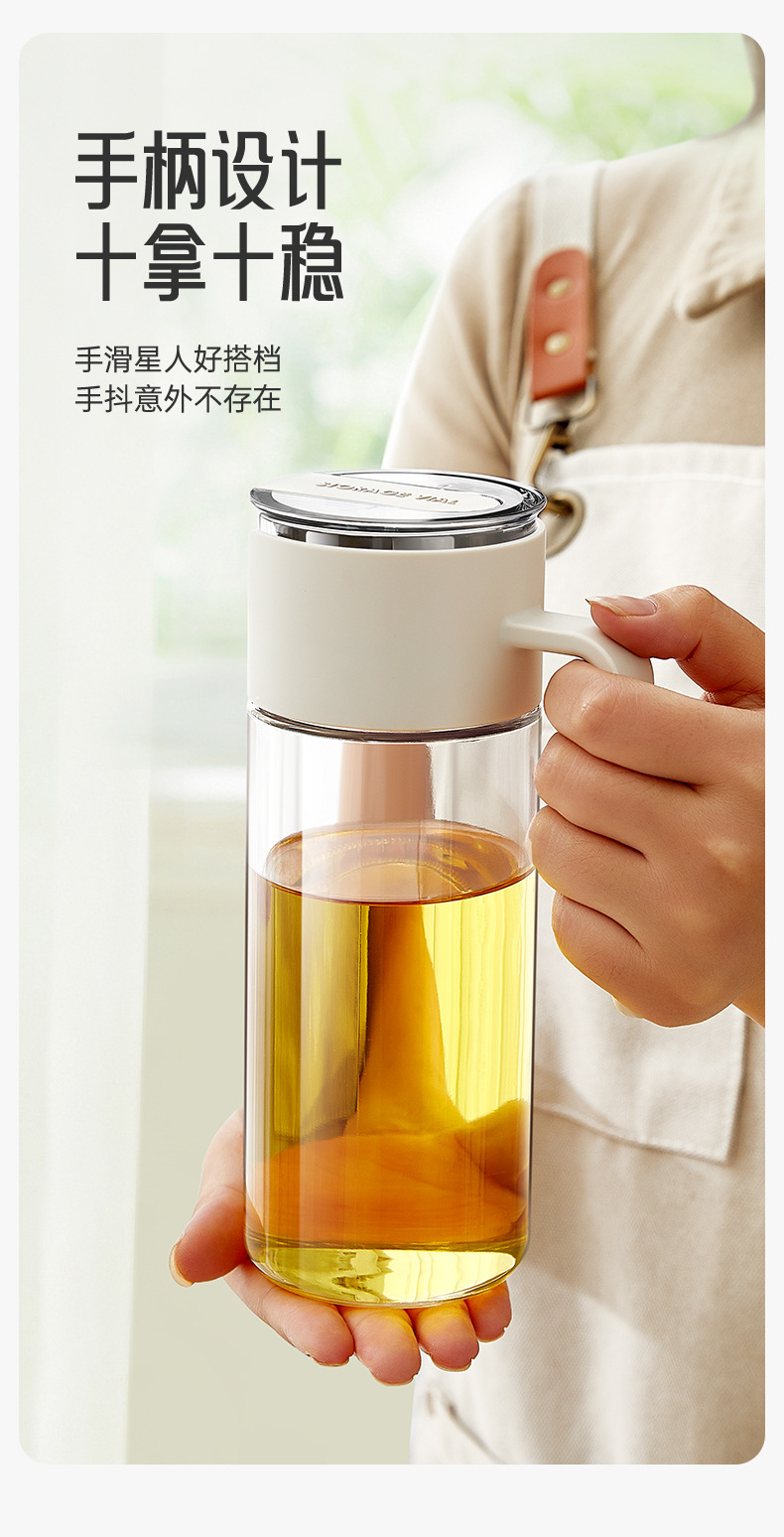 Glass oil bottle, automatic opening and closing, no oil sticking, large-capacity oil bottle, kitchen soy sauce bottle, vinegar bottle, leak-proof gravity oil bottle pic 8
