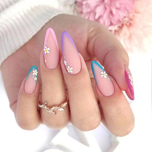 Wearable nail art pieces, artificial nail products, detachable, simple lemon ice transparent, popular online style Douyin nail art hair replacement pic 5