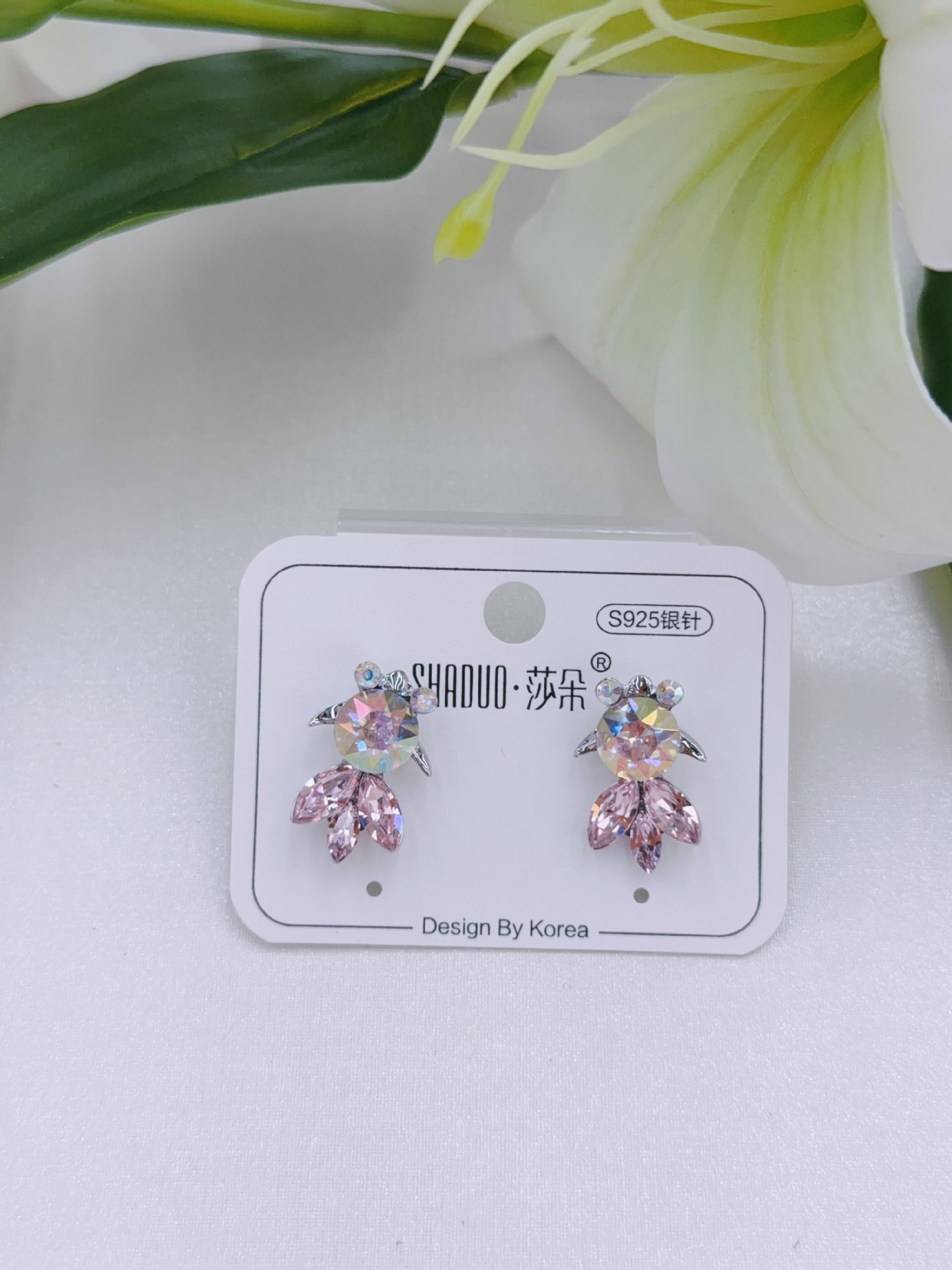 爆闪施家镶钻进口奥地利水晶精致韩系小金鱼耳钉S925纯银耳针新款详情2