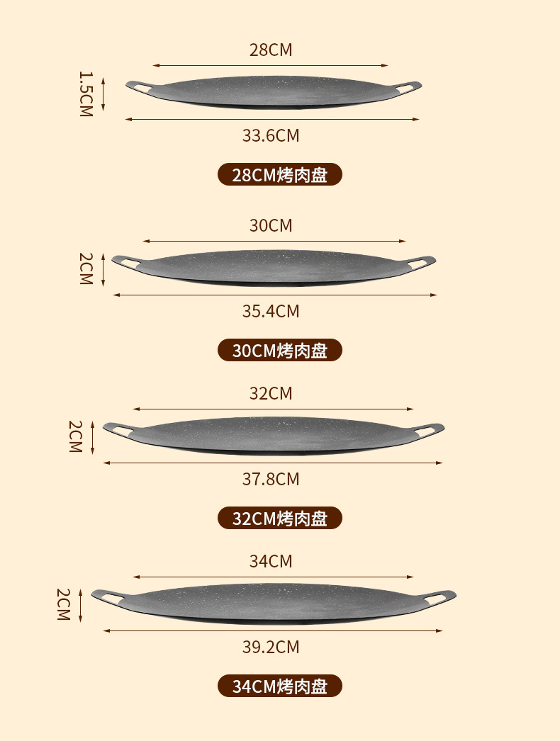 烤盘户外露营烤肉盘烧烤盘家用商用韩式不沾烤肉盘麦板电磁炉通用详情25