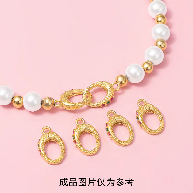 Brass gem-inlaid spring lobster clasp DIY jewelry necklace bracelet button round end clasp pic 4