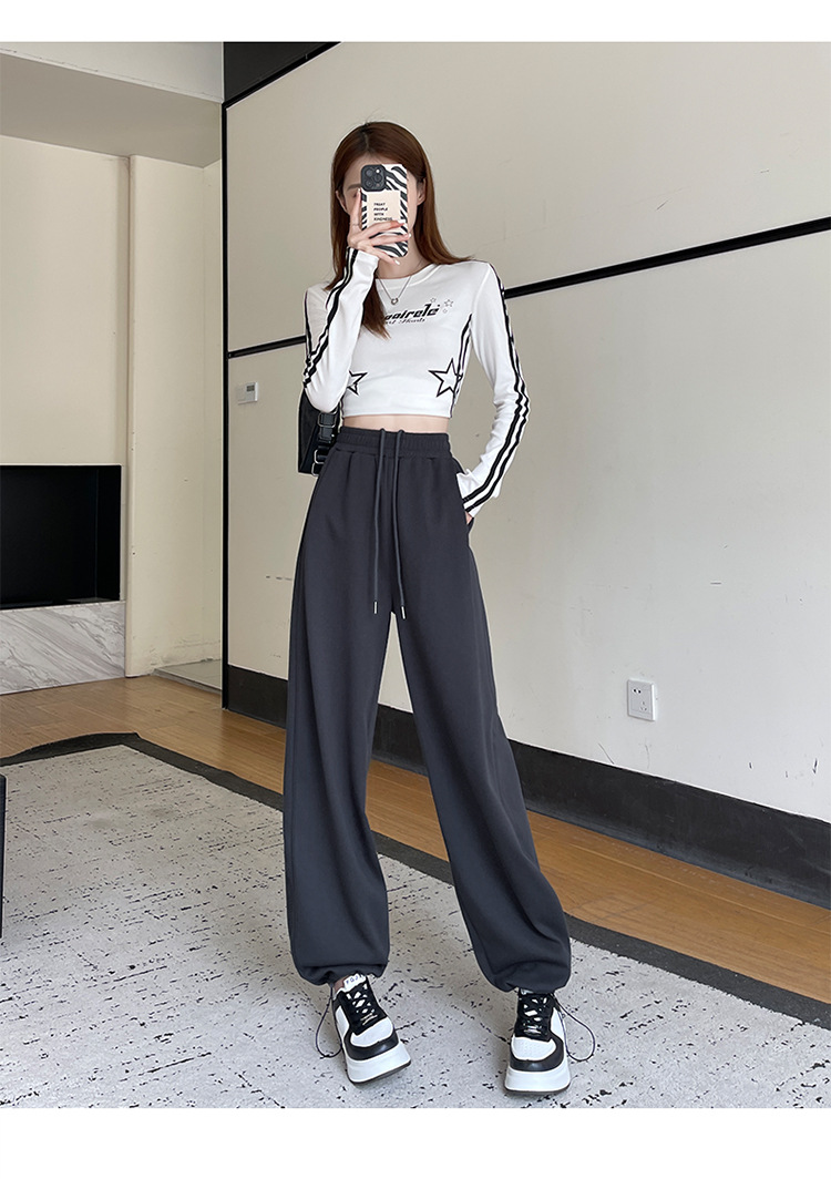 运动裤女2026新款春秋冬季加绒直筒灰色卫裤小个子休闲宽松阔腿裤详情22