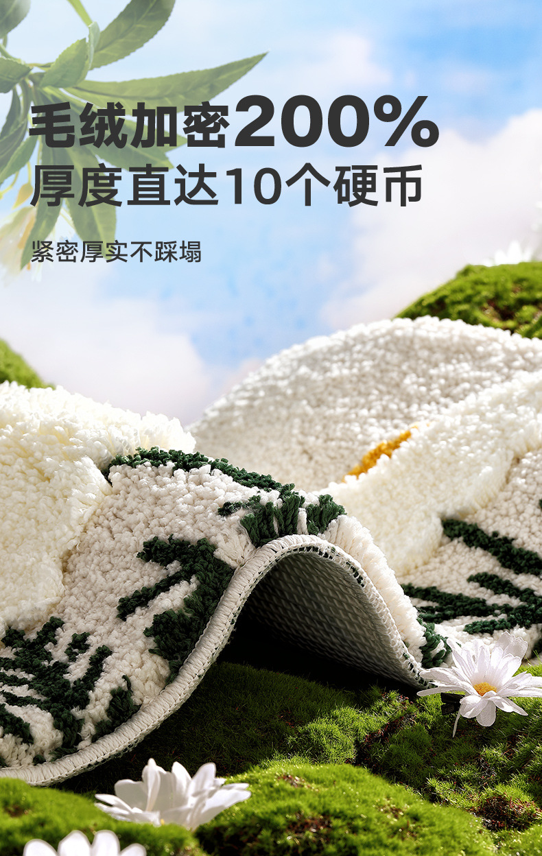浴室防滑地垫小清新花卉高低绒植绒家居加厚强吸水脚垫地毯垫子详情27