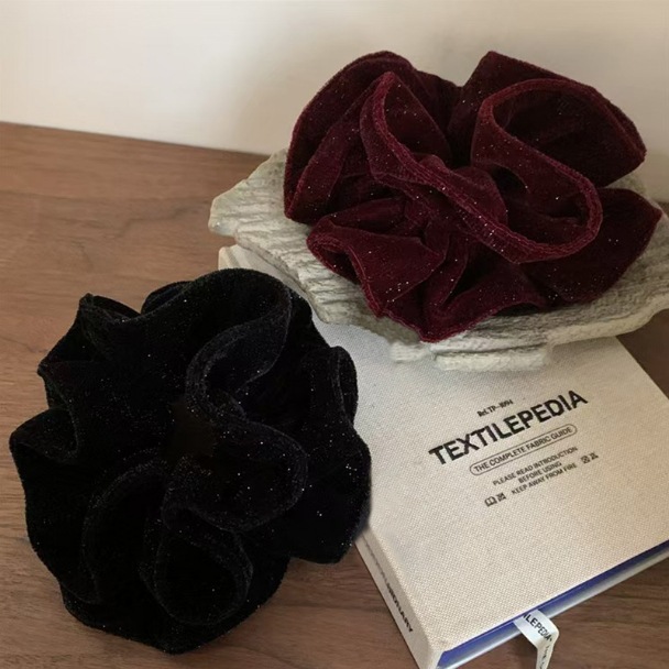 Autumn and winter glittering velvet Starry Sky Large Intestine hair band, high-end and elegant velvet band, hair tie, rubber band, hair accessory pic 2