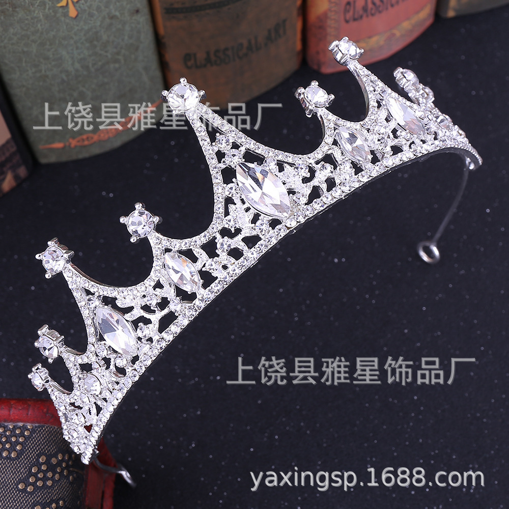 新款钻石银色公主头饰大气婚纱礼服超闪水晶奢华女神新娘婚礼皇冠详情4