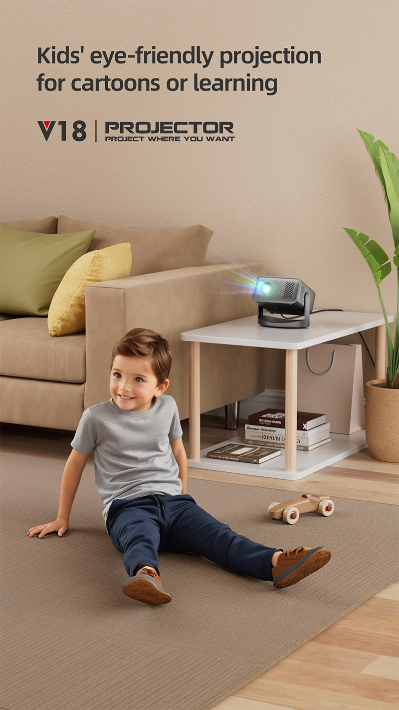 跨境新款高清便携式家庭投影仪4k手机无线同屏自动梯形安卓投影机详情9