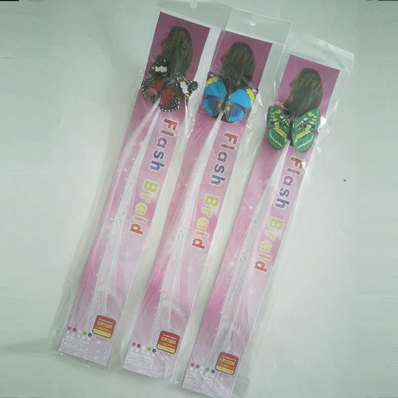 发光蝴蝶辫子闪光玩具儿童装饰七彩光纤丝发光发箍小礼品摆摊货源详情6