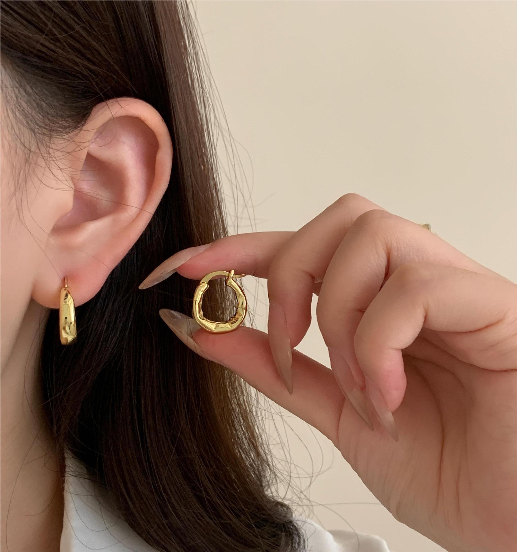 新款冷淡风不规则耳环百搭设计感轻奢气质小众高级秋冬金属耳饰品详情4