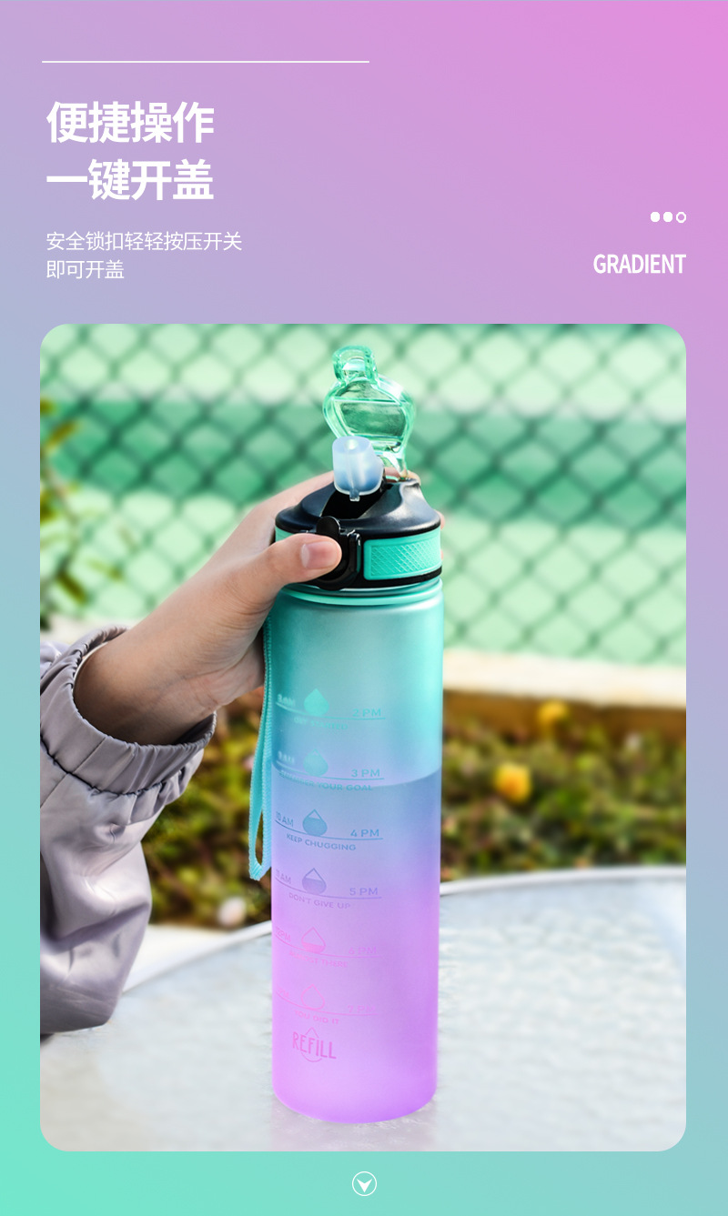 水杯吸管杯磨砂杯渐变色大容量水壶户外运动水杯吸管塑料杯定制详情9