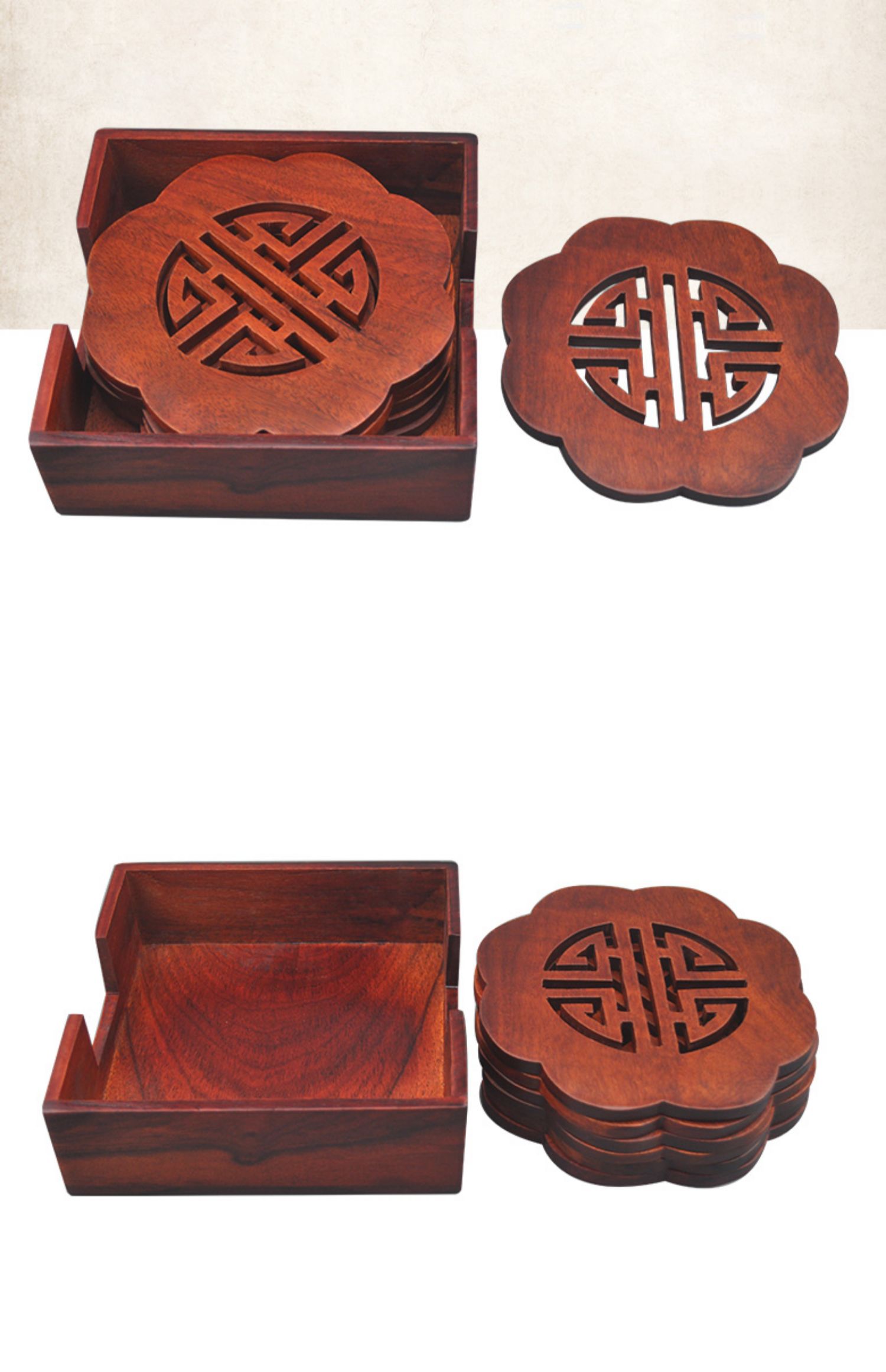 花梨木大号杯垫碗垫红木隔热垫餐桌垫创意家用木质镂空防烫垫批发详情10