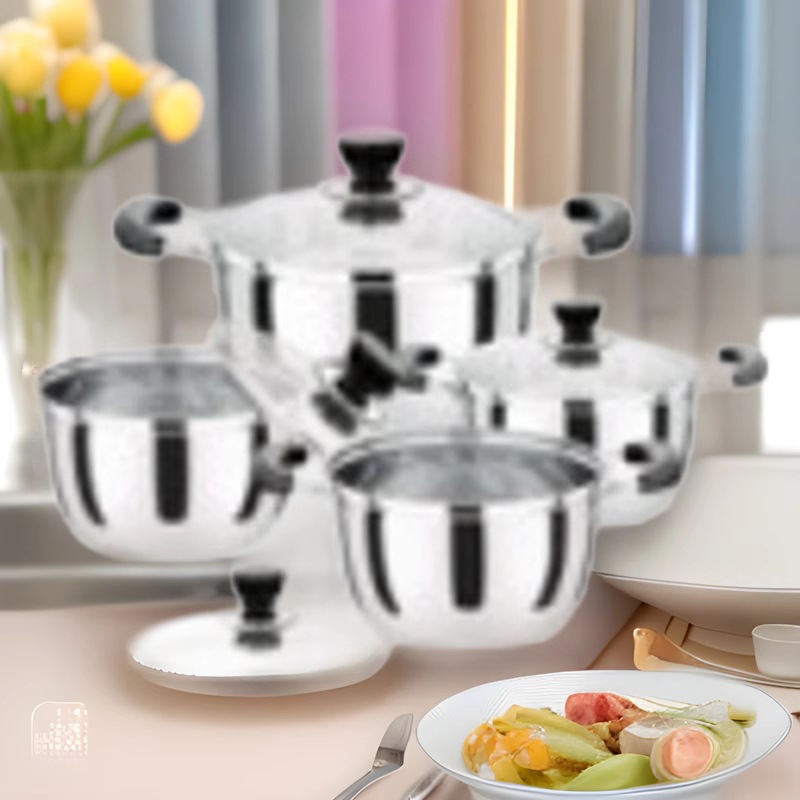 潮州互发8件套奶锅彩色家用一件不锈钢汤锅套装厂家批发厨房用品详情2