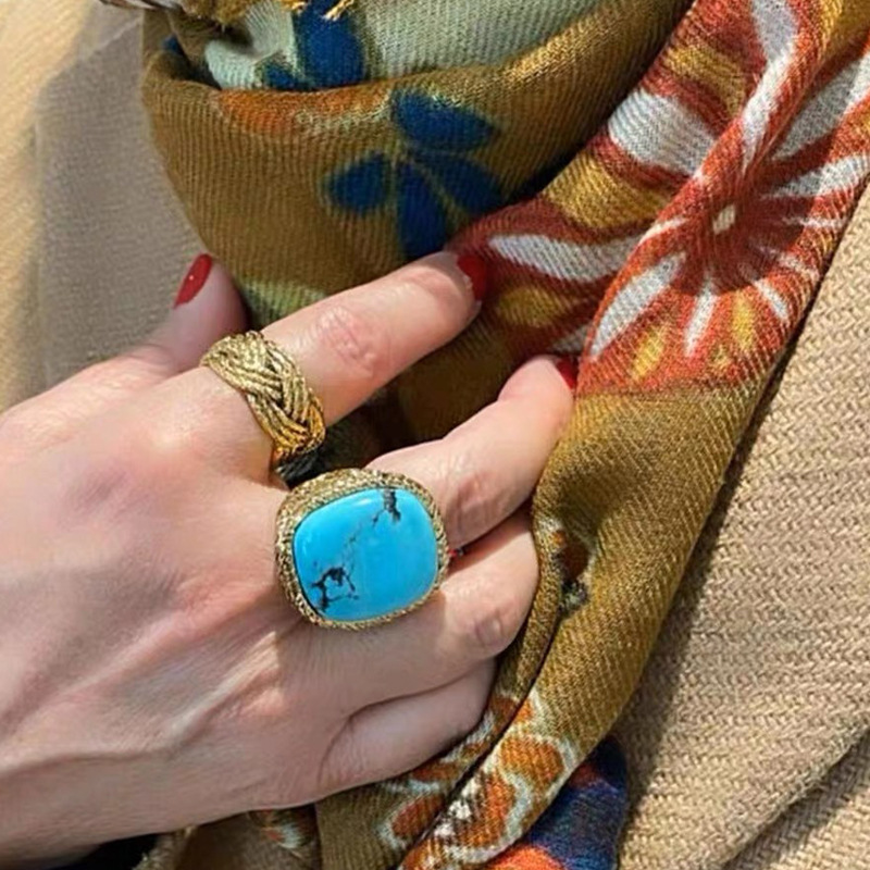 法国小众设计AB同款时尚百搭个性复古感麦穗编织戒指轻奢做旧指环详情6