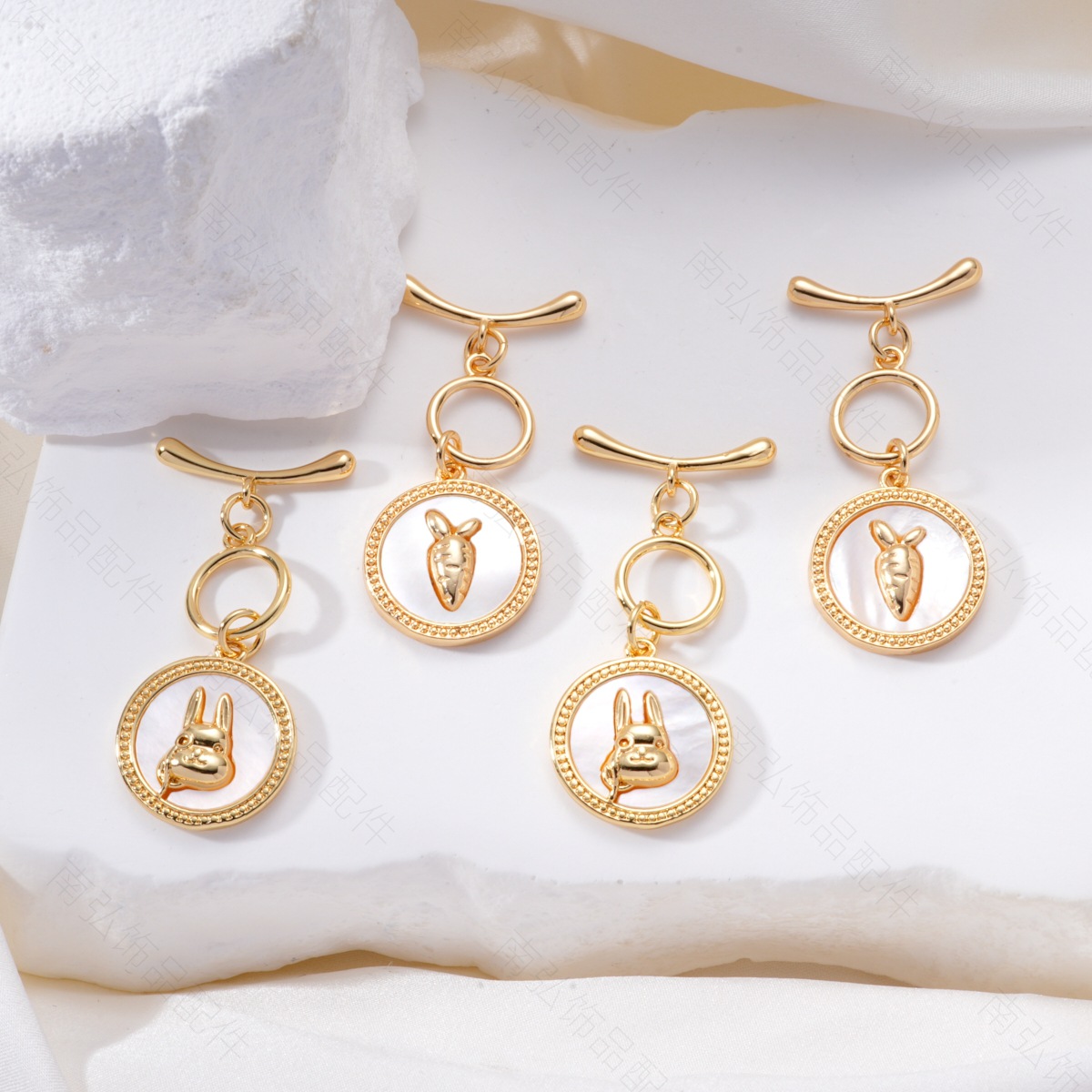 Light luxury high color retention white shell rabbit carrot OT clasp diy pearl elegant sweater bracelet necklace clasp finish clasp pic 8