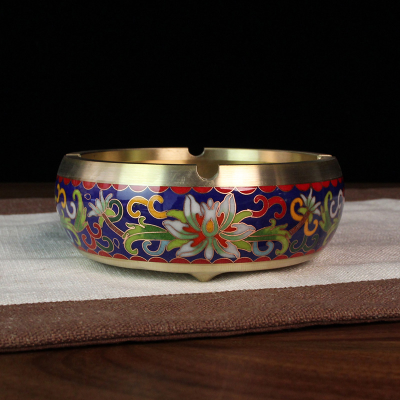 Beijing Cloisonne craft cultural gift and decorative items, traditional cast copper filigree low-temperature enamel ashtrays pic 8