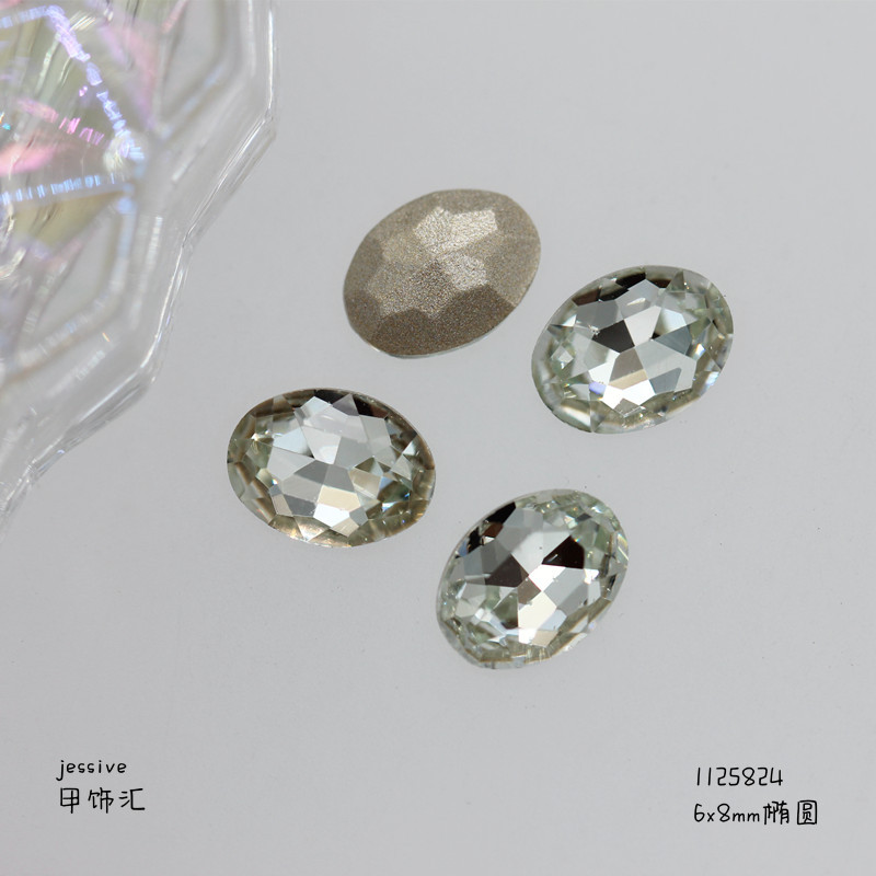 新款饰品K9淡粉蓝多切面尖底钻异形水晶歪心华子同款指甲饰品批发详情30