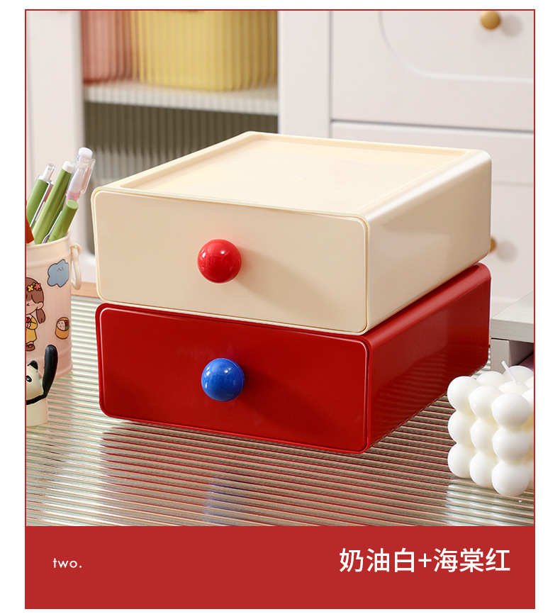 多巴胺桌面收纳盒抽屉式办公室桌面杂物整理盒子学生宿舍小置物架详情11