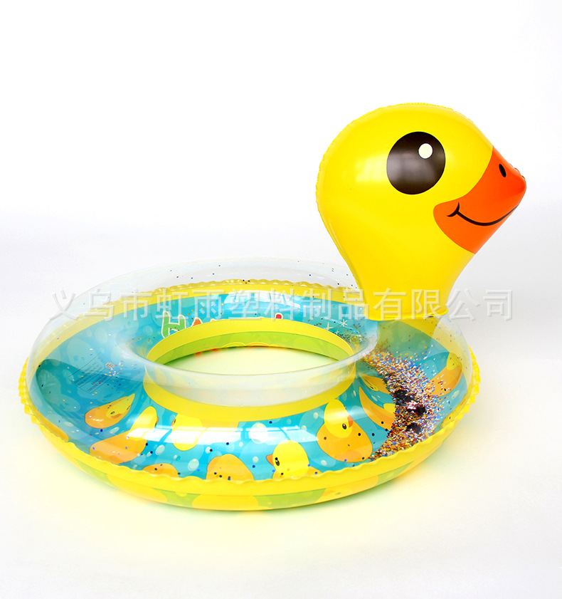 儿童泳圈婴儿座圈充气亮片坐圈带头艇宝宝戏水圈小黄鸭加厚游泳圈详情9