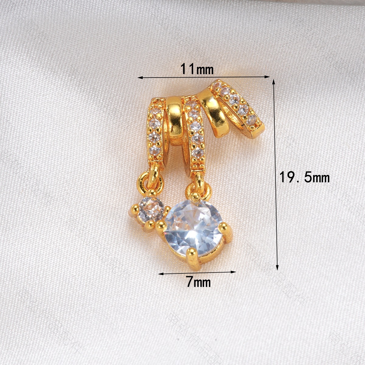 Copper-plated 18k gold pearl necklace pendant with zirconium wire roll design, high-end DIY jewelry accessory pic 4