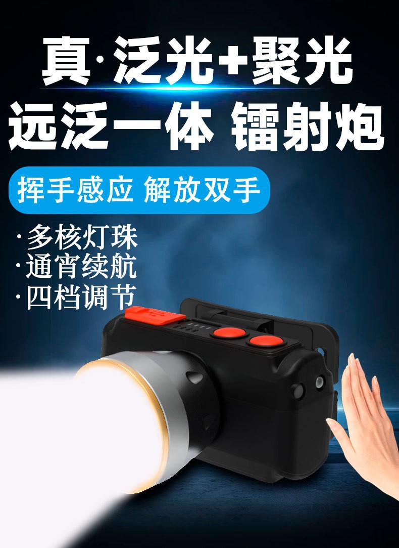 Pailide Cross-border high-power sensor headlamp with long-range flashing integrated 4+1 strong light aluminum alloy for outdoor night fishing and cycling pic 11