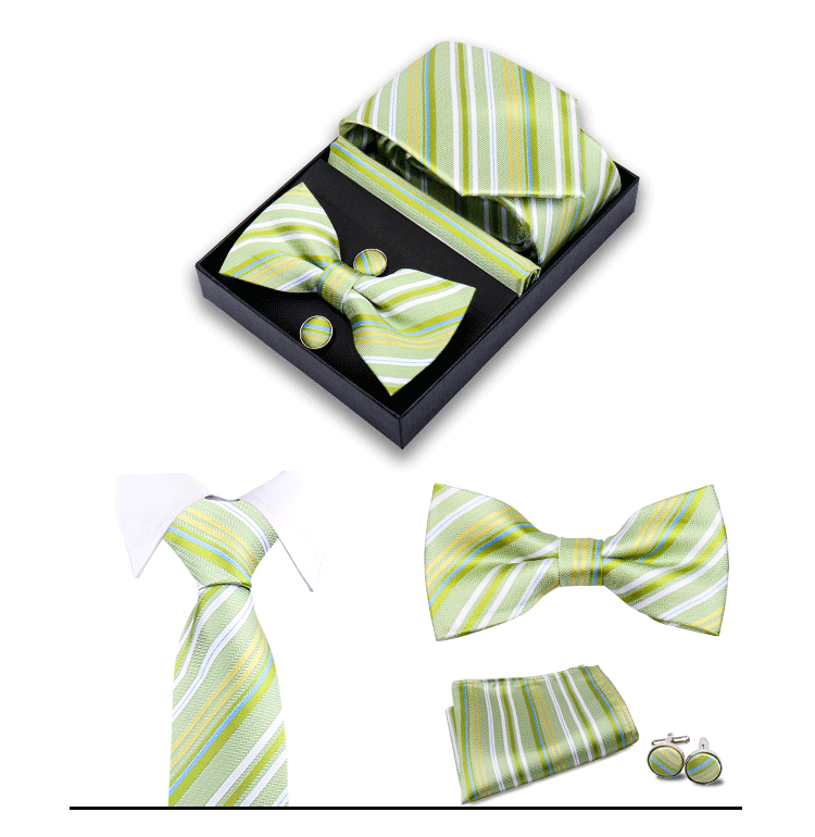 男士商务8cm领带领结口袋巾5件套礼盒装婚礼宴会条纹黑色手打领带详情3