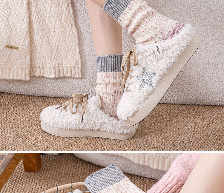 秋冬季新款羊毛袜子女中筒袜加绒加厚保暖点子纱拼色羊绒堆堆袜女详情7