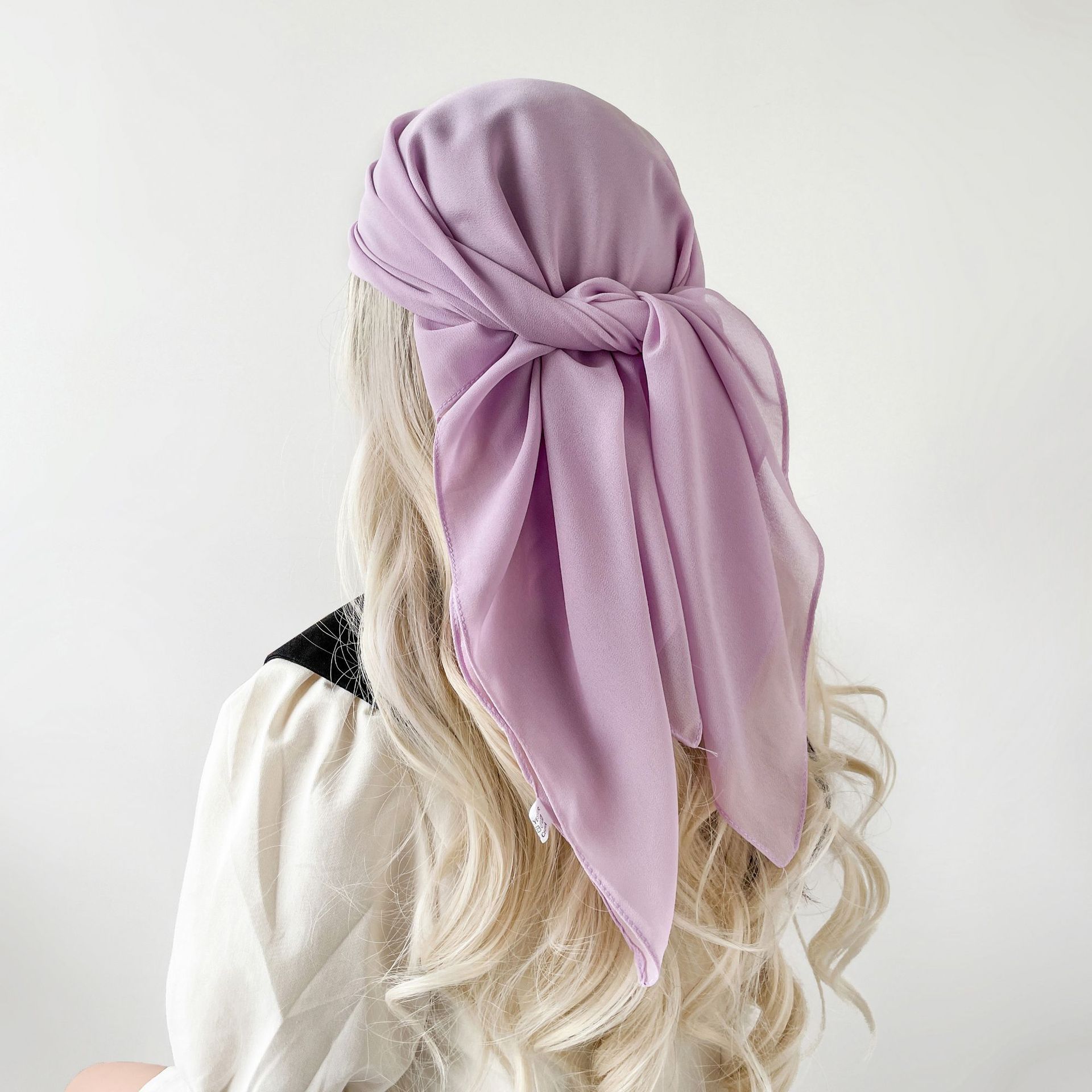 Pañuelo de seda monocolor de verano 90 gasa perla pañuelo de color sólido malay hijab asia sudoriental pañuelo de mujer cubierta hui pic 20