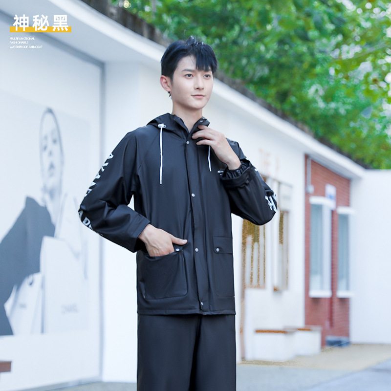 Wholesale raincoat and rain pants set, rainproof for outdoor motorcycles, electric bikes, takeout and riding, reflective split raincoat pic 29