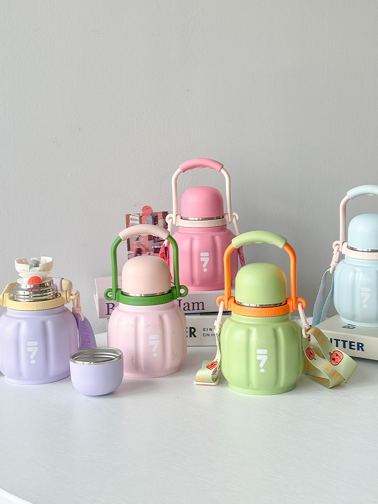 新款网红南瓜杯大肚手提便携保温杯迷你可爱大容量保温杯大肚杯详情7