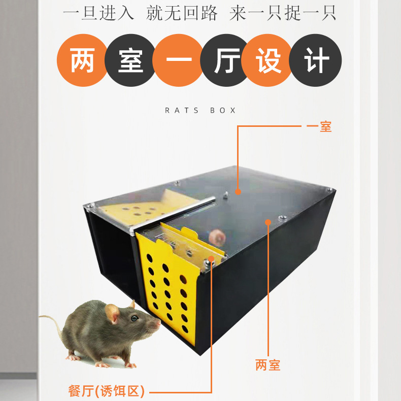 3-050连续循环捕鼠笼家用捕鼠器新款抓老鼠工具塑料灵敏循环自动鼠详情3