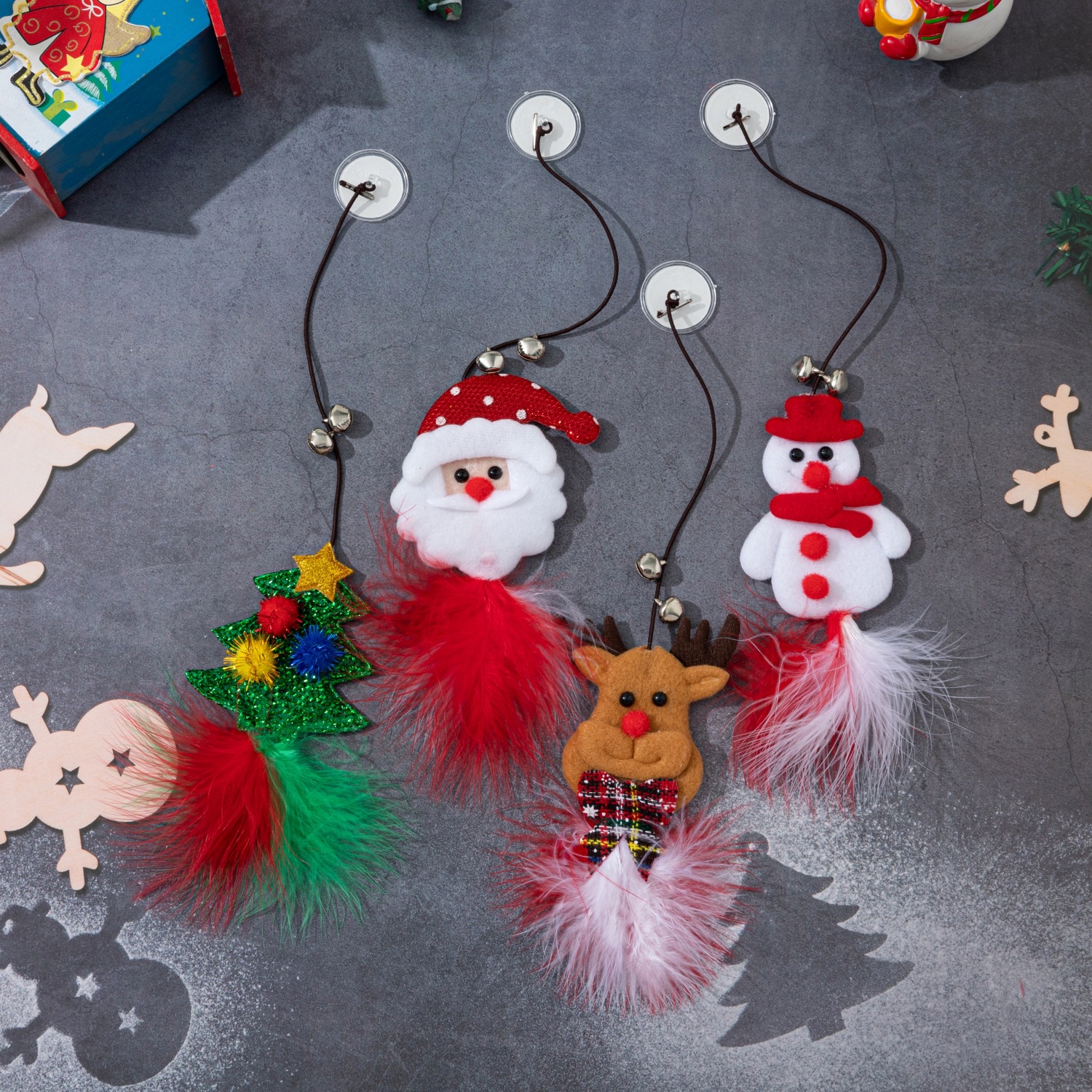 Temu新款圣诞猫玩具弹力绳逗猫棒圣诞雪人逗猫可爱风猫玩具厂家详情21