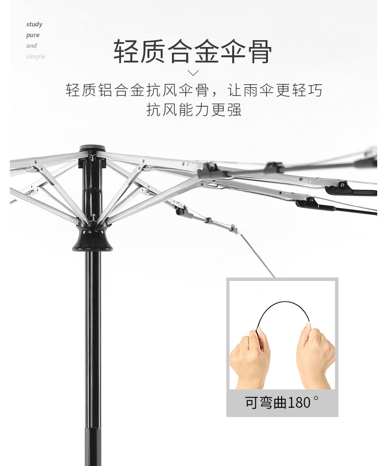 全自动雨伞晴雨两用黑胶太阳伞创意韩版女三折伞加印logo雨伞定制详情15