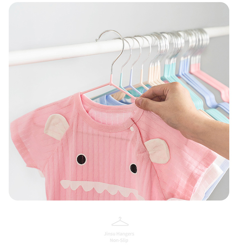 Dipped plastic anti-slip clothes hanger for children and babies, baby home clothes hanger, candy-colored traceless clothes hanger, rainbow clothes hanger pic 14