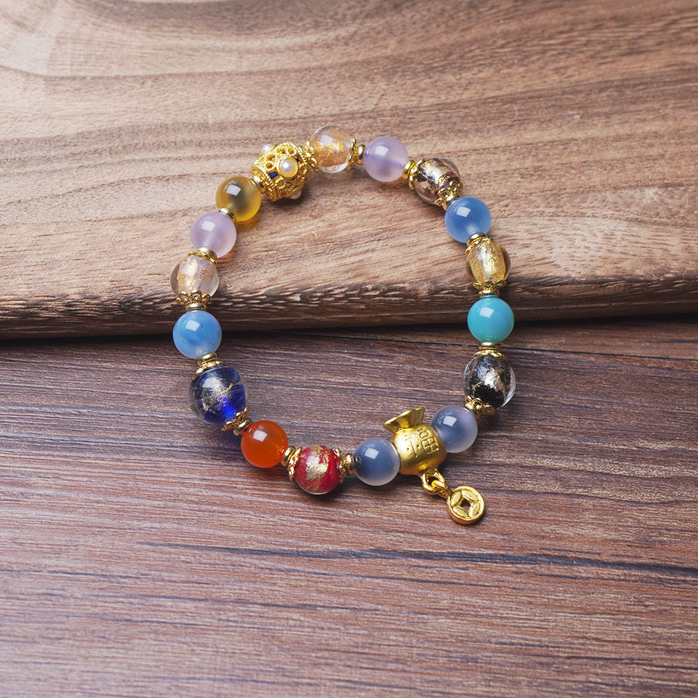 北京雍和半糖香灰糖心琉璃手串福气满满福袋玛瑙手链本命年手饰女详情28
