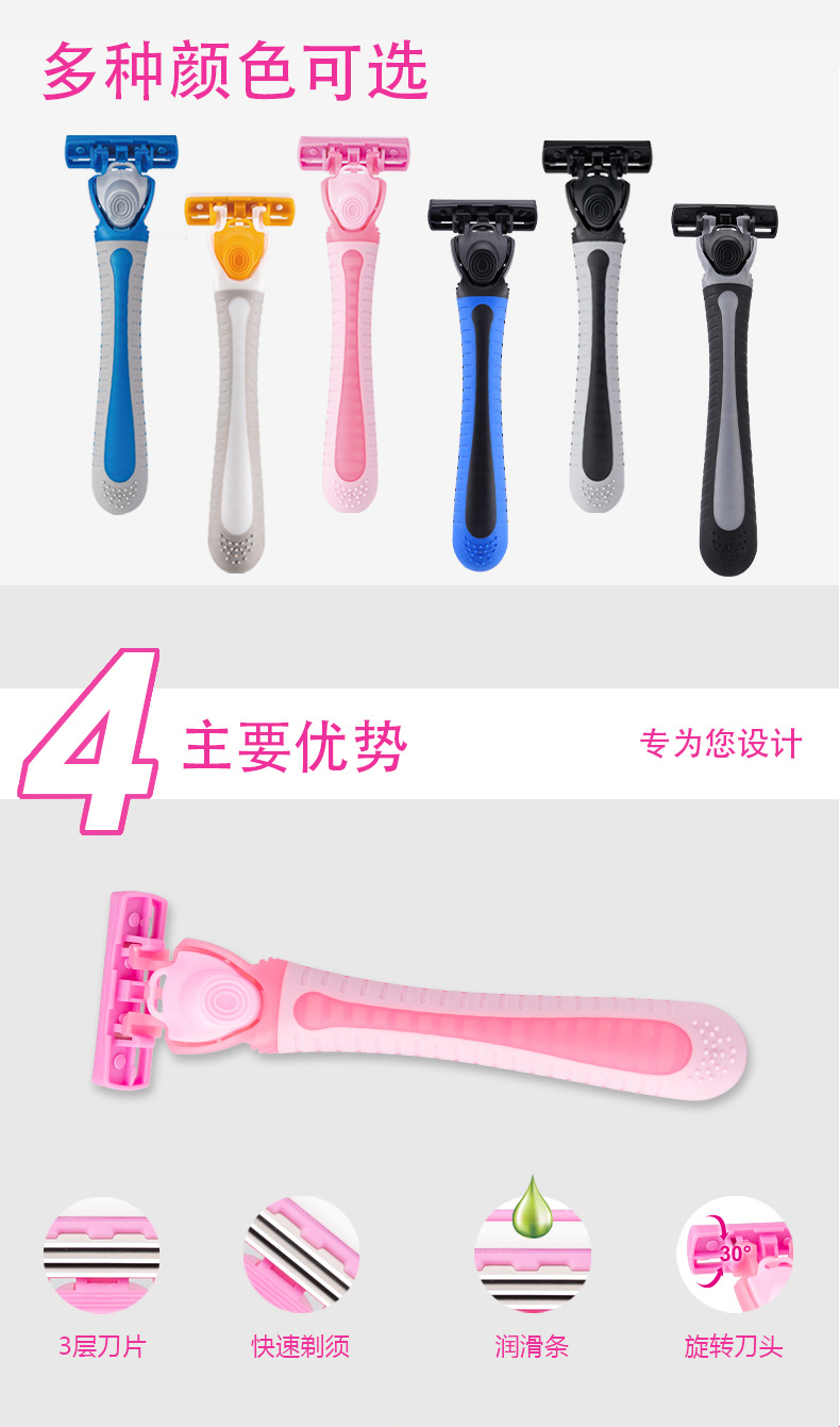 Disposable manual shaver Pearl Max three-layer replaceable blade head manufacturer wholesale shaving knife hair removal knife pic 6