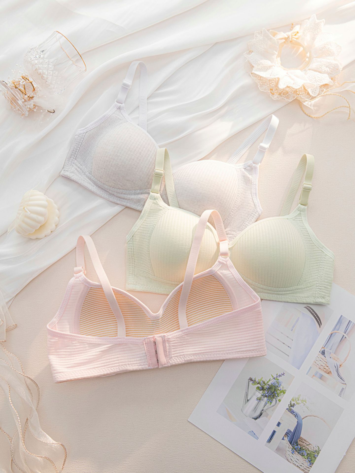 High school adjustable underwear, junior high school student no-wire small chest gathering bra, thin bra for student development girls pic 8