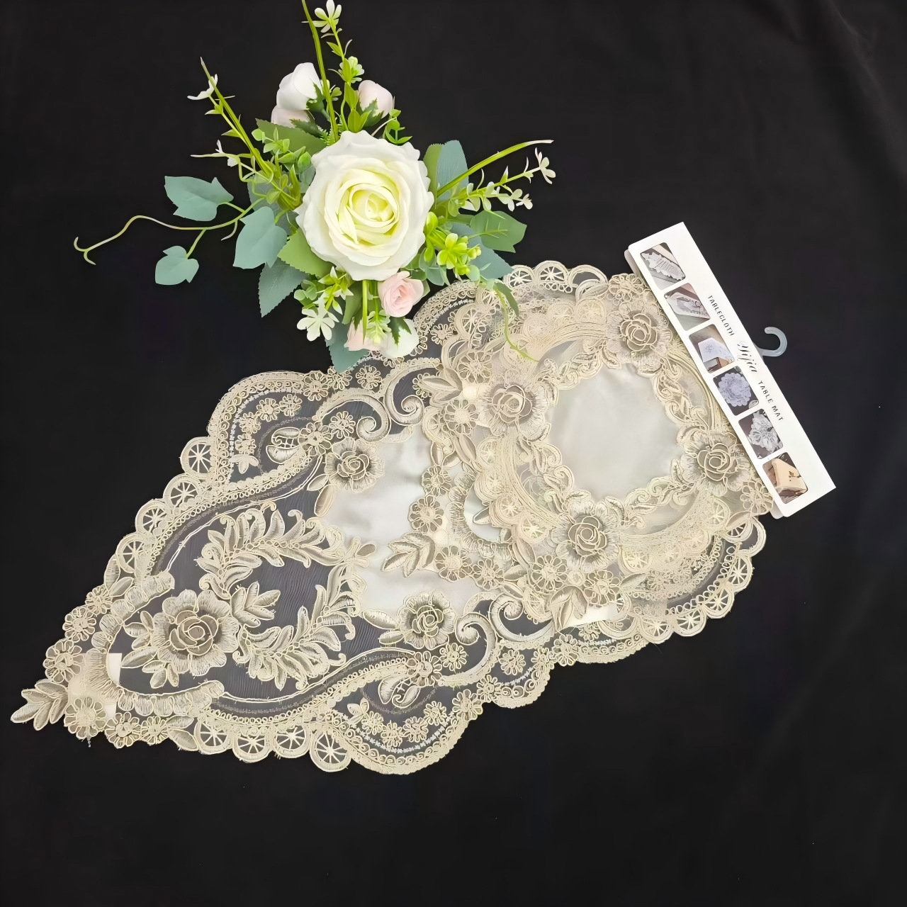 European retro-style embroidered table flag set, dining table flag long strip cover cloth, coffee table, TV cabinet decorative cloth pic 2