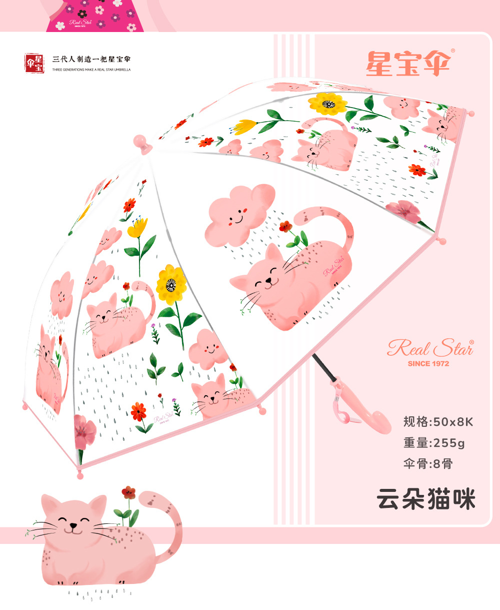 出欧美】厂家批发磨砂透明伞儿童卡通学生伞长柄19寸自动透明雨伞详情7