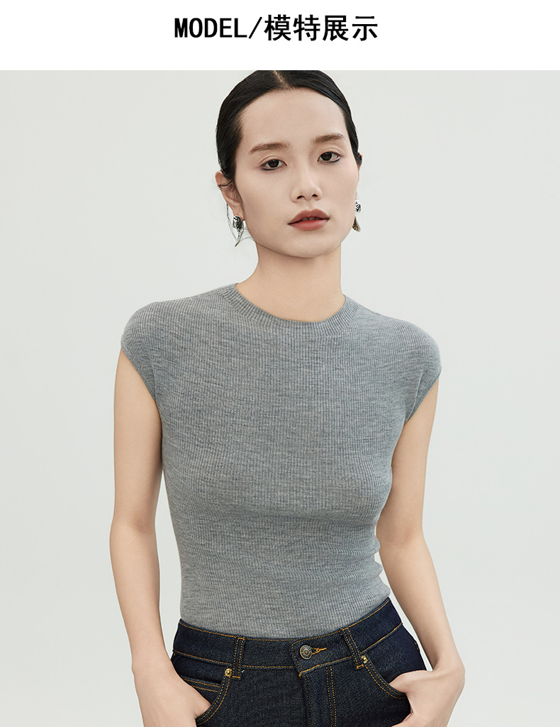 白露版型巨好无缝短袖针织衫半袖打底上衣圆领T恤女羊毛衫修身详情16