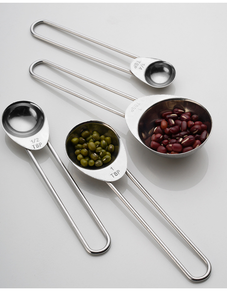 4-piece set of thickened stainless steel measuring cups and spoons, 4-piece set of baking measuring spoons, seasoning spoons and coffee measuring spoons pic 12