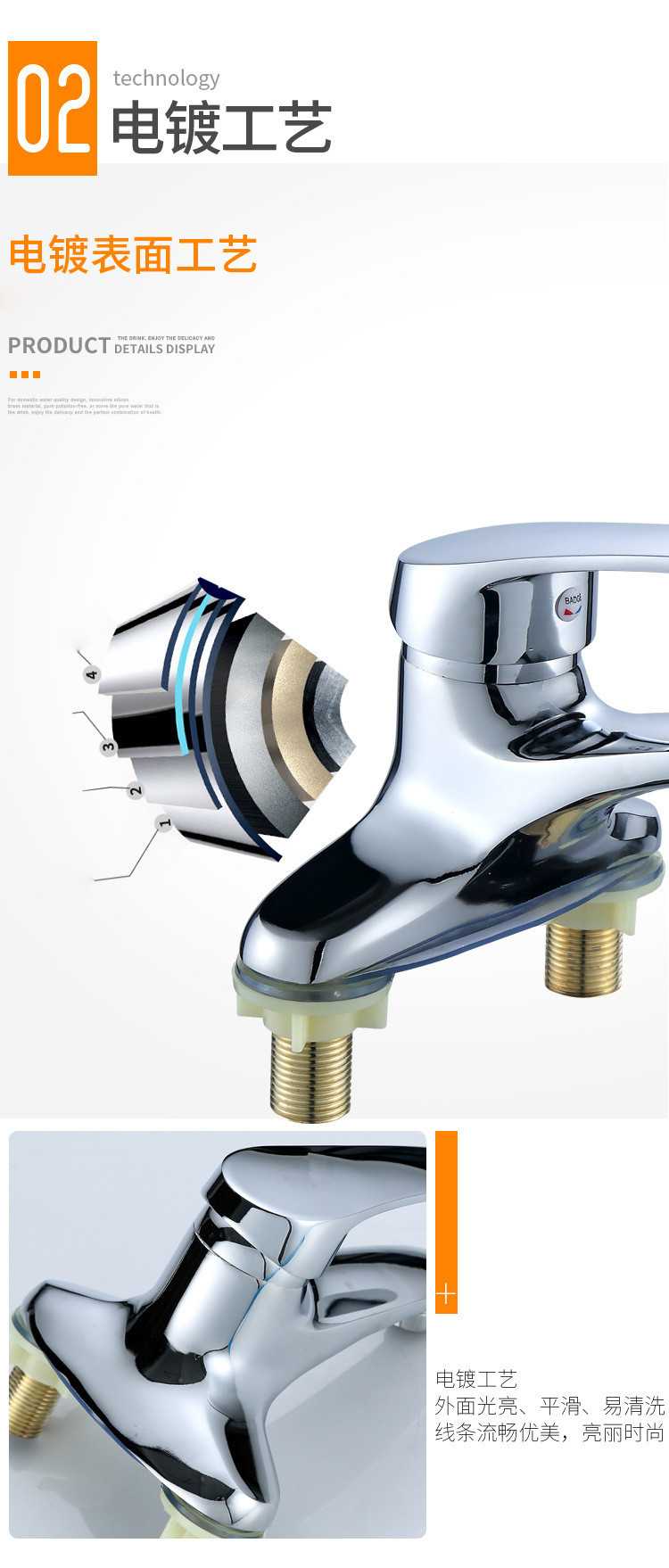 申达斯双孔面盆冷热水龙头老式三孔浴室洗手池脸盆台盆混水阀开关详情8