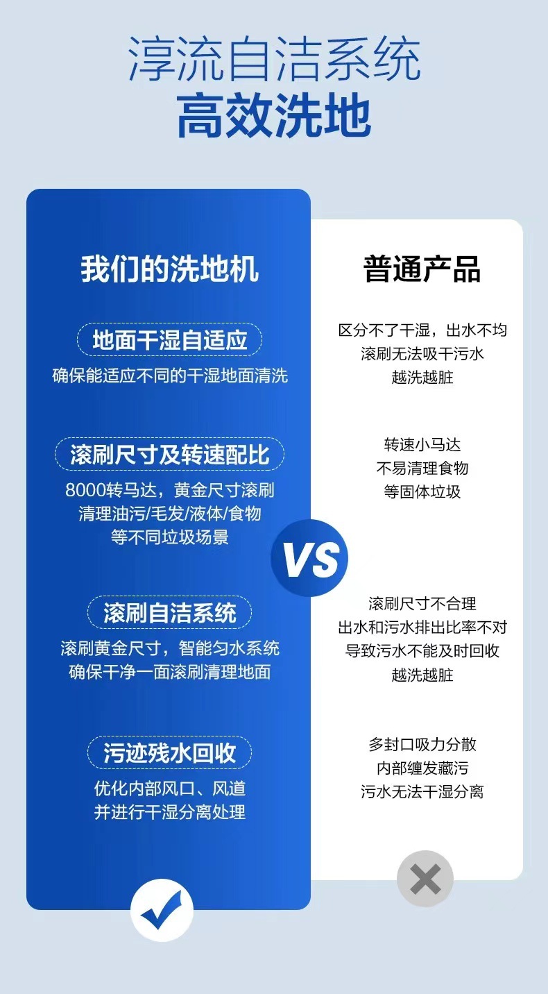 手推家用扫地机机智能洗地机吸扫拖一体机单滚刷自动热烘干拖地机详情5