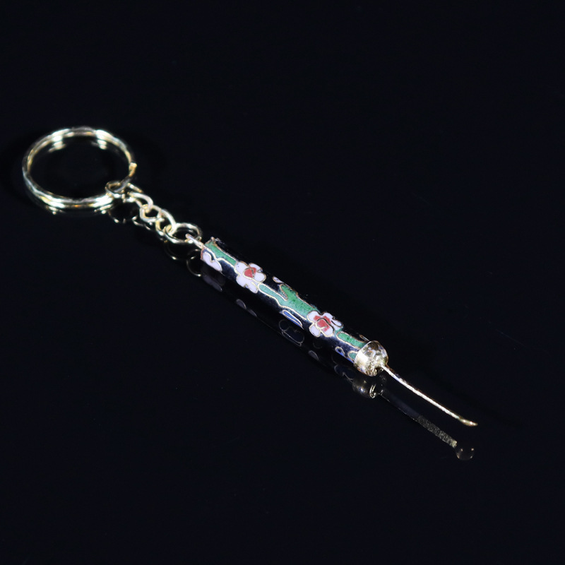 Beijing Cloisonne vintage collection, traditional polished keychain with cloisonne enamel, pendant ear scoop pic 8