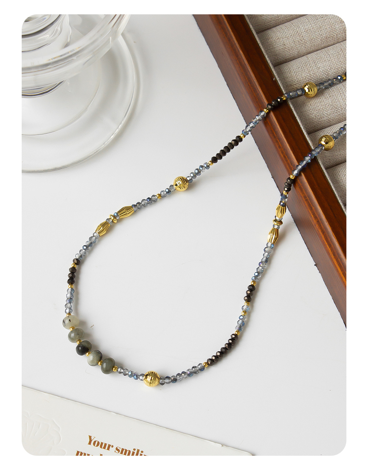 国风新中式虎眼石跑环串珠手工项链天然石气质复古设计感锁骨链女详情9