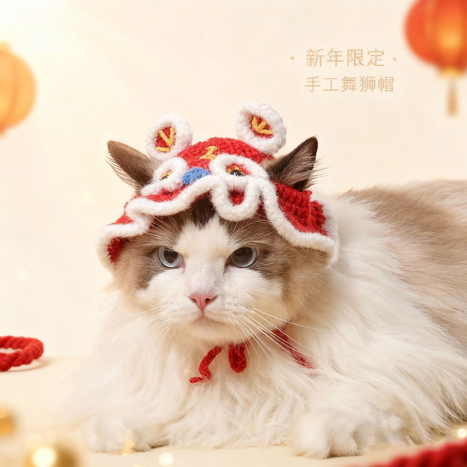 纯手工女仆喇叭花太阳帽宠物草帽变装帽猫咪帽子英短可爱呆萌详情8