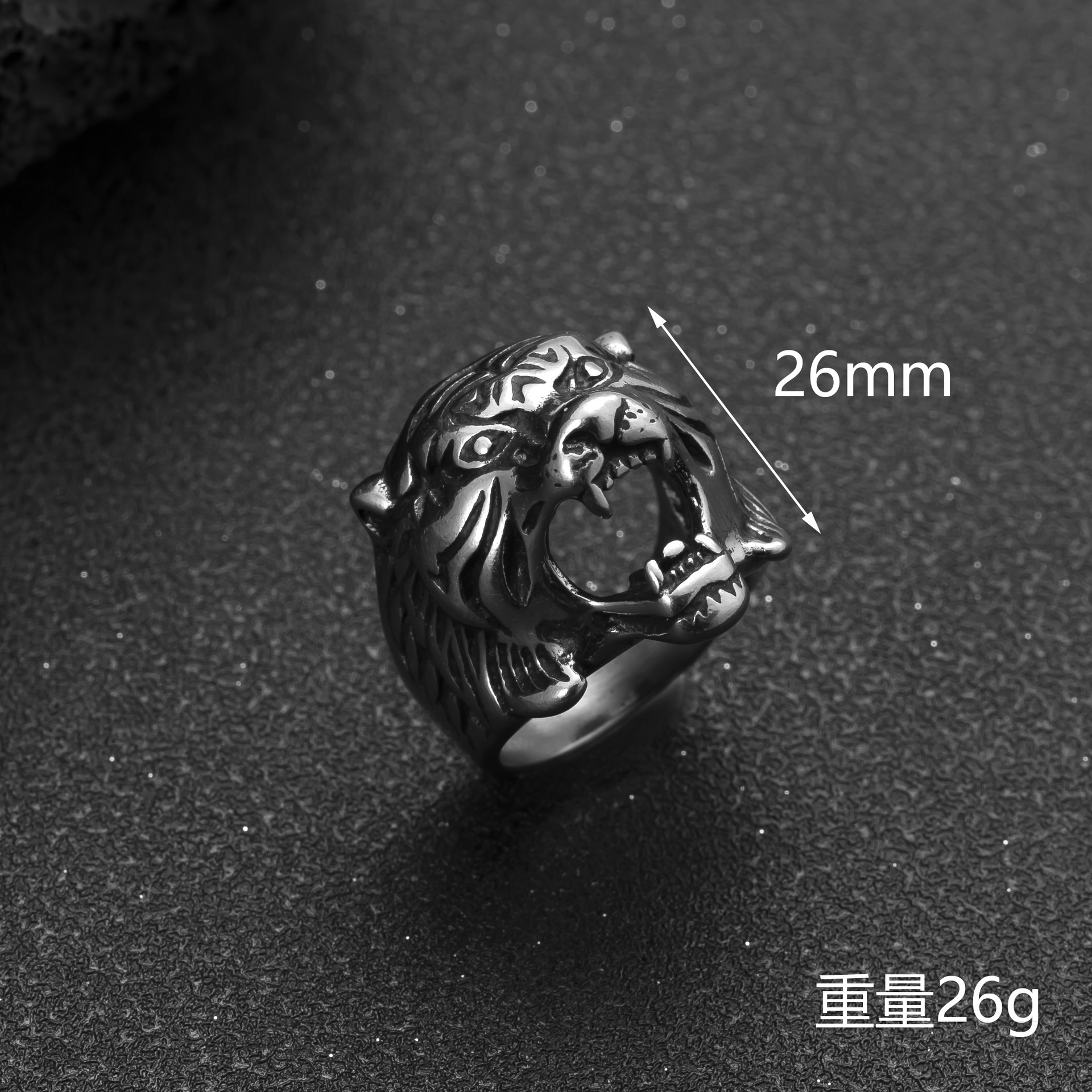 跨境新品不锈钢饰品个性朋克风男士指环铸造骷髅头钛钢戒指批发厂详情5