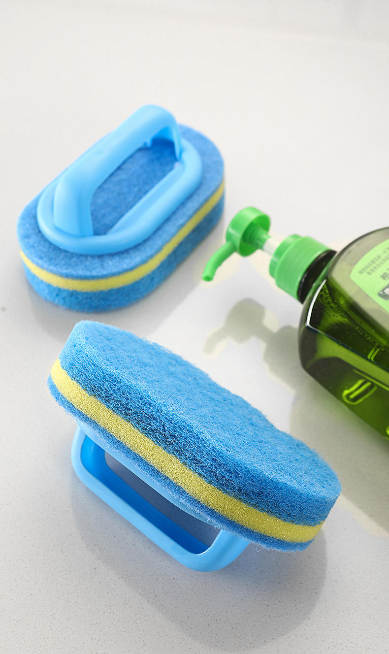 跨境带手柄清洁刷海绵擦厨房清洁洗锅刷洗碗刷加厚浴室刷去污刷详情14